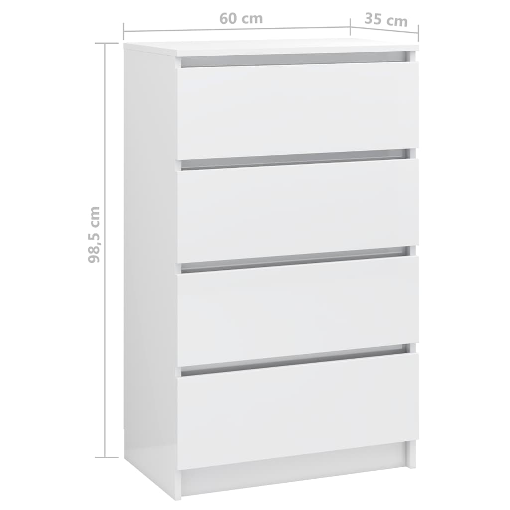 Sideboard Hochglanz-Weiss 60x35x98,5 cm Holzwerkstoff